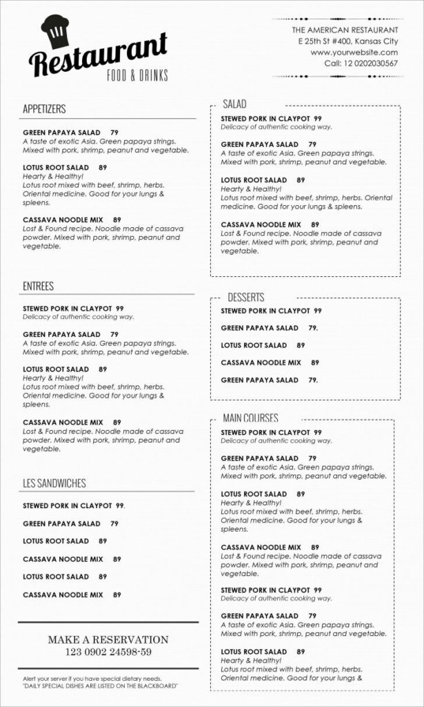 009 Free Printable Blank Restaurant Menu Templates Template Throughout 