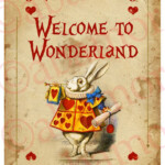 1 Alice In Wonderland A4 WELCOME SIGN Playing Card Prop Mad Hatters Tea