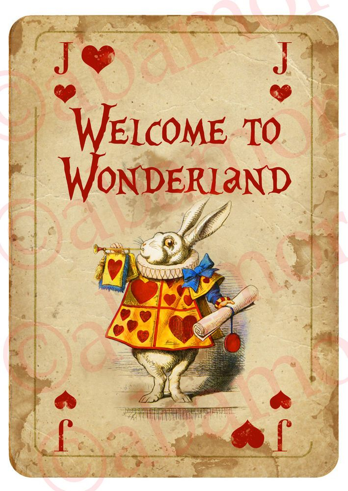 1 Alice In Wonderland A4 WELCOME SIGN Playing Card Prop Mad Hatters Tea