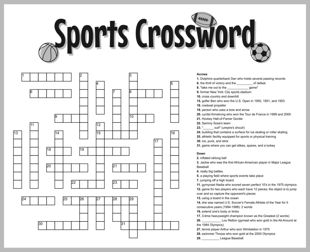 10 Best Sport Crossword Printable Printablee