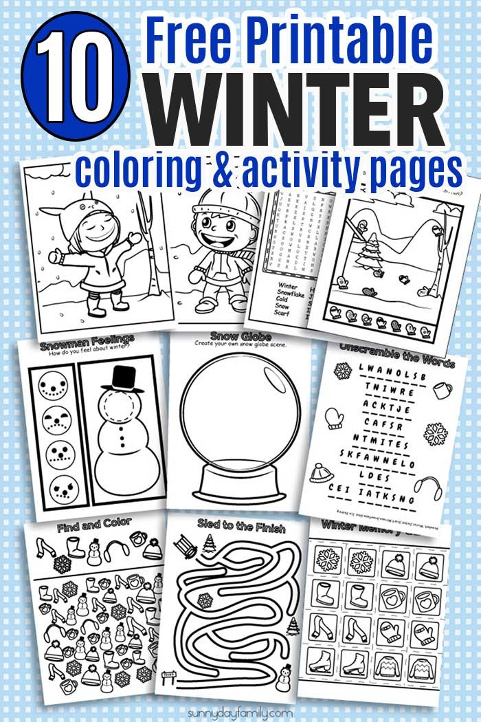 10 Free Printable Winter Coloring Activity Pages Winter Activities