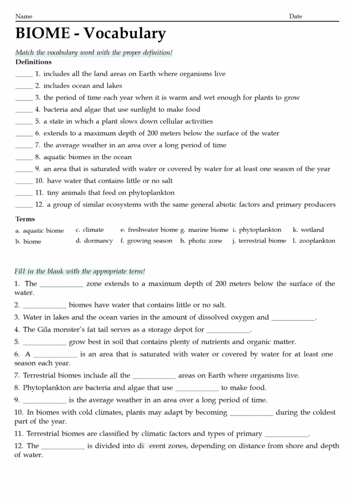 12 Biome Activity Worksheet Worksheeto