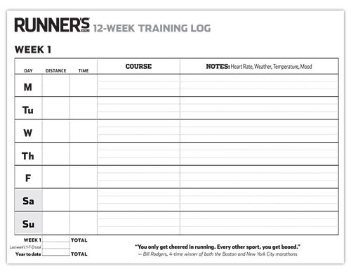 12 Week Training Log For Runners Running Journal Running Journal 