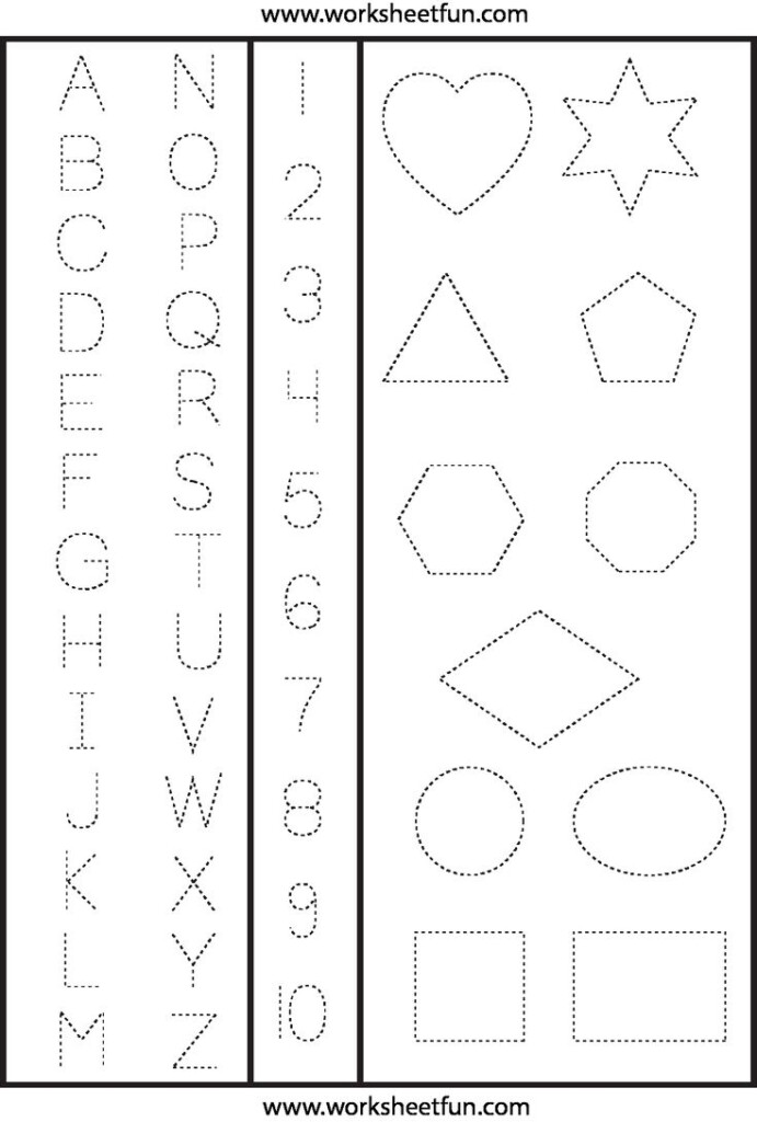 123 Tracing Worksheets Preschool Shape Tracing Worksheets Shapes 