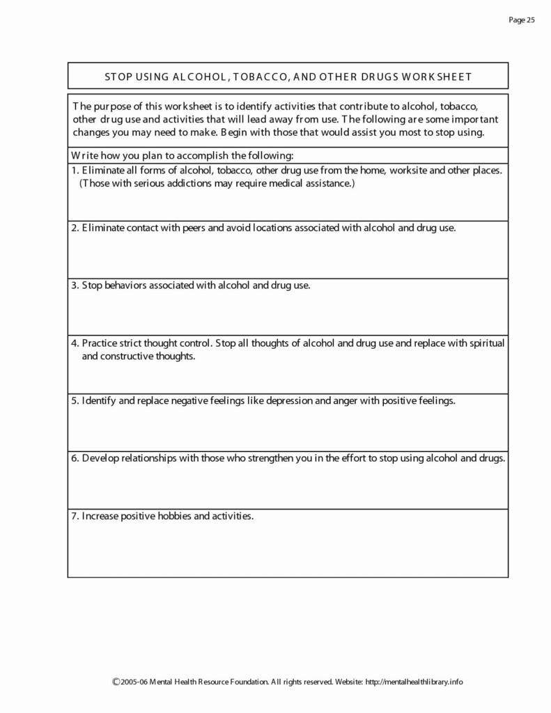 17 Substance Abuse Recovery Worksheets Cprojects Resume Db excel