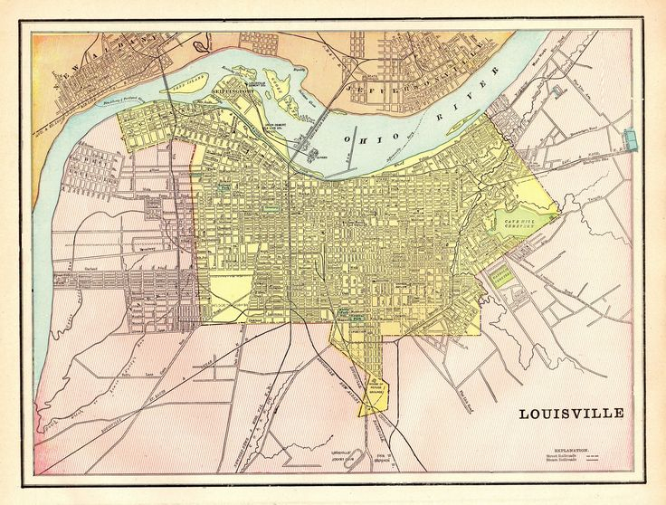 1901 Antique LOUISVILLE CITY Map Reproduction Print Of A Louisville 