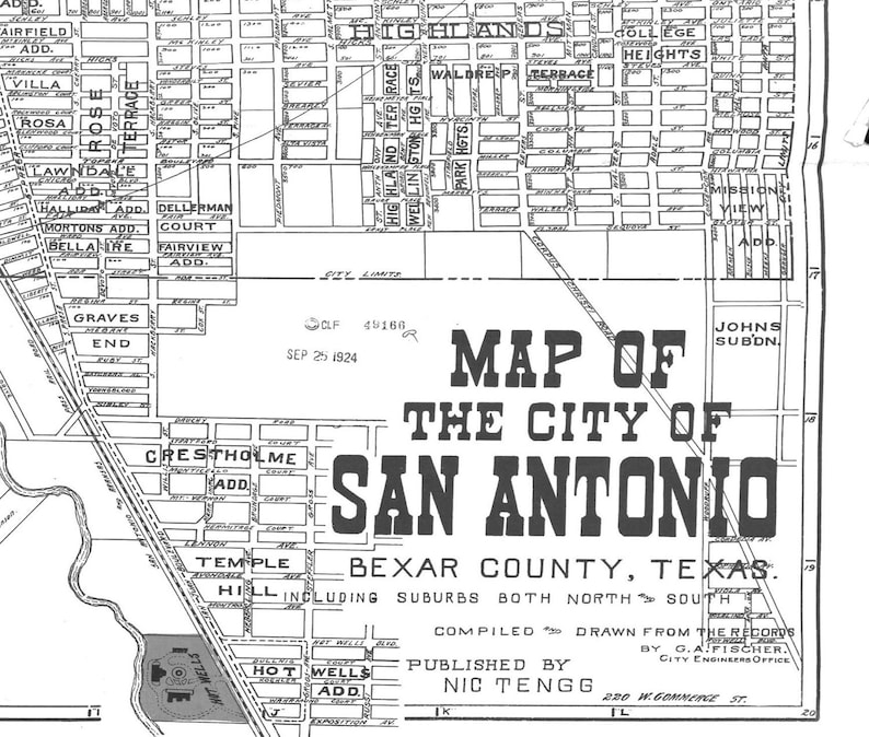 1924 San Antonio Street Map Vintage 11x14 Print Poster Etsy