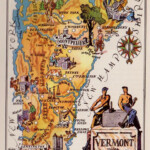 1950 s Vintage VERMONT State Map Animated Vermont Cartoon Print MAPLE