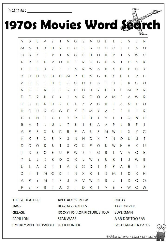 1970s Movies Word Search Word Find Free Picture Puzzles Halloween 