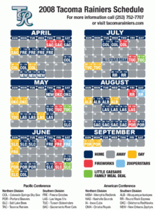 2008 Schedule Tacoma Rainiers Schedule - FreePrintable.me