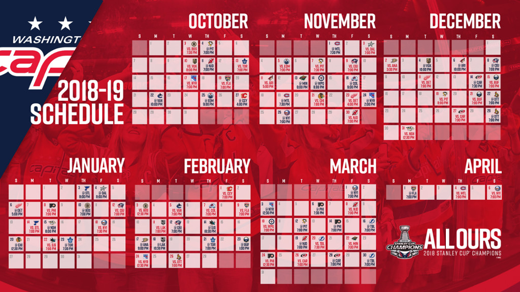 2018 19 Capitals Schedule Released Cup Banner Goes Up Oct 3 Vs 