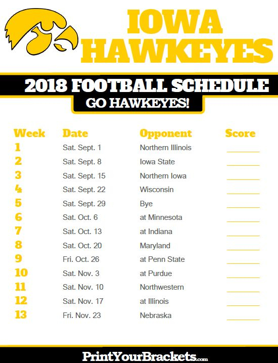 Iowa Hawkeye Football Printable Schedule FreePrintable.me