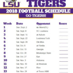 2018 Printable LSU Tigers Football Schedule