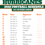 2018 Printable Miami Hurricanes Football Schedule Printable College