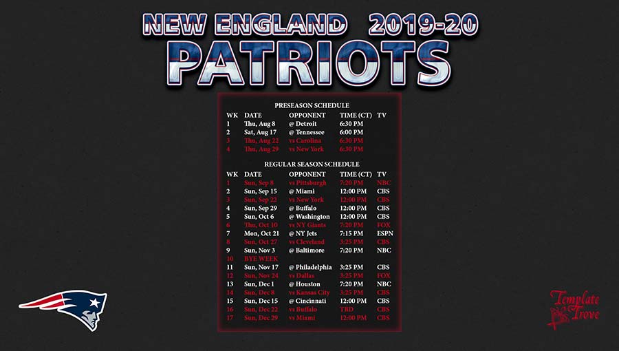 New England Patriots Schedule 2023 Printable FreePrintable.me