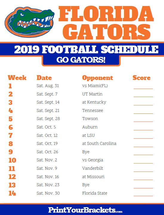 Florida Gators Football Schedule 2023 Printable FreePrintable.me