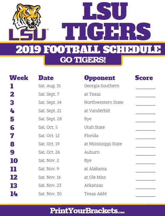 2019 LSU Tigers Football Schedule