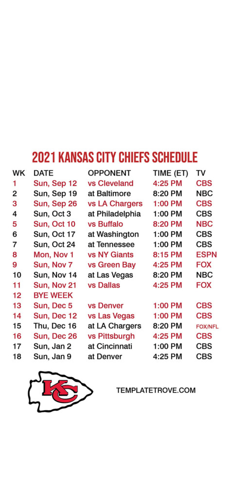 2021 2022 Kansas City Chiefs Lock Screen Schedule For IPhone 6 7 8 Plus