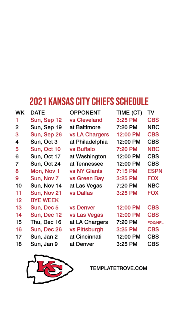 2021 2022 Kansas City Chiefs Lock Screen Schedule For IPhone 6 7 8 Plus