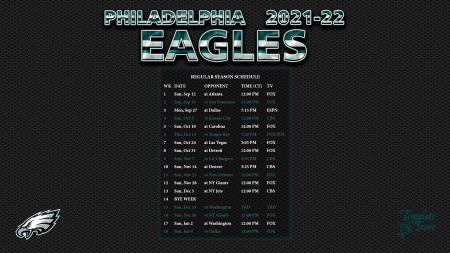 2021 2022 Philadelphia Eagles Wallpaper Schedule