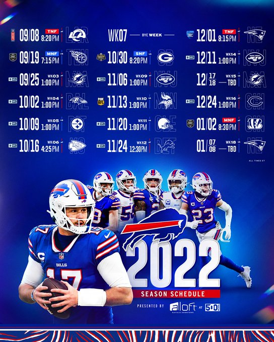 2022 2023 Buffalo Bills Schedule November 20 2022 To January 8 2023