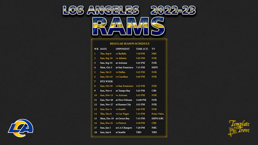 La Rams Printable Schedule 2023 FreePrintable.me