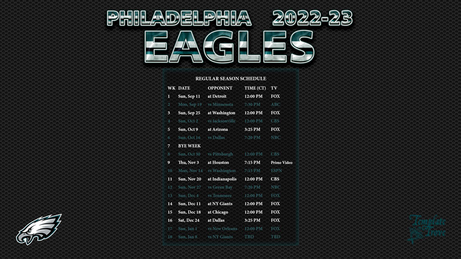 2022 2023 Philadelphia Eagles Wallpaper Schedule