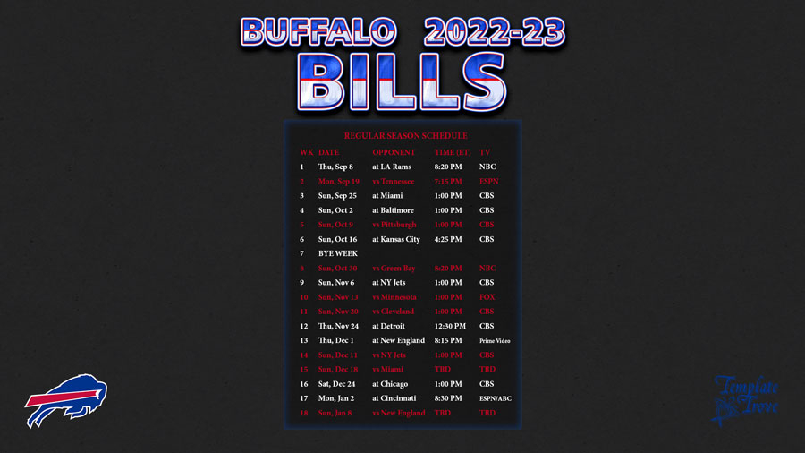 2023 2023 Buffalo Bills Wallpaper Schedule