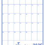 2025 Blank Monthly Calendar