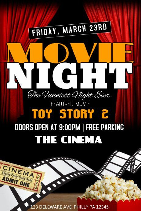  24 Free Movie Night Flyer Templates In 2020 With Images Movie 