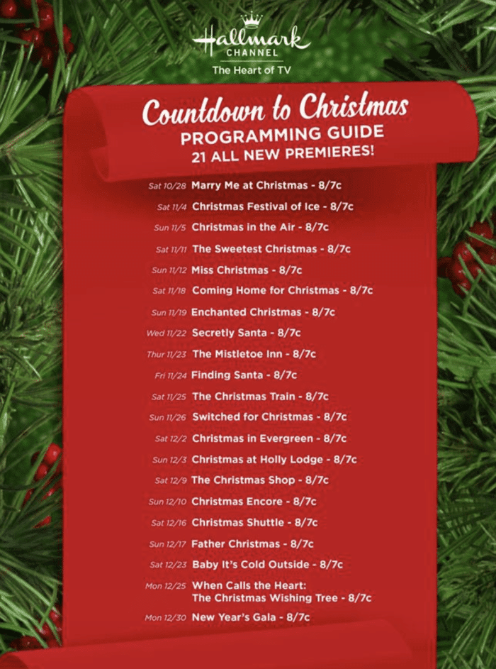 Christmas Movie Schedule 2023 Printable Pdf