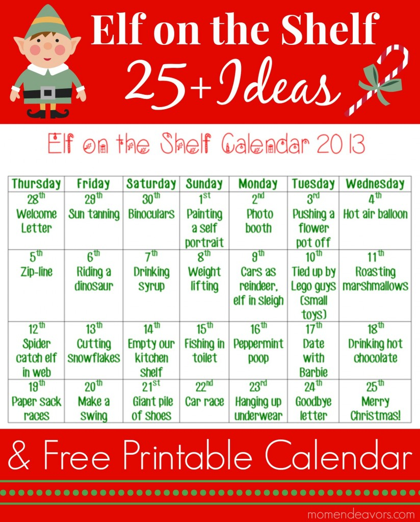 25 Elf On The Shelf Ideas With Printable Calendar An ElfontheShelf 