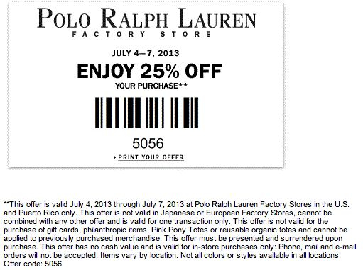 25 Off Polo Ralph Lauren Factory Store Ralph Lauren Factory Store