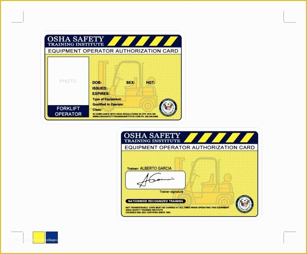 29 Forklift Certification Wallet Card Template Free 