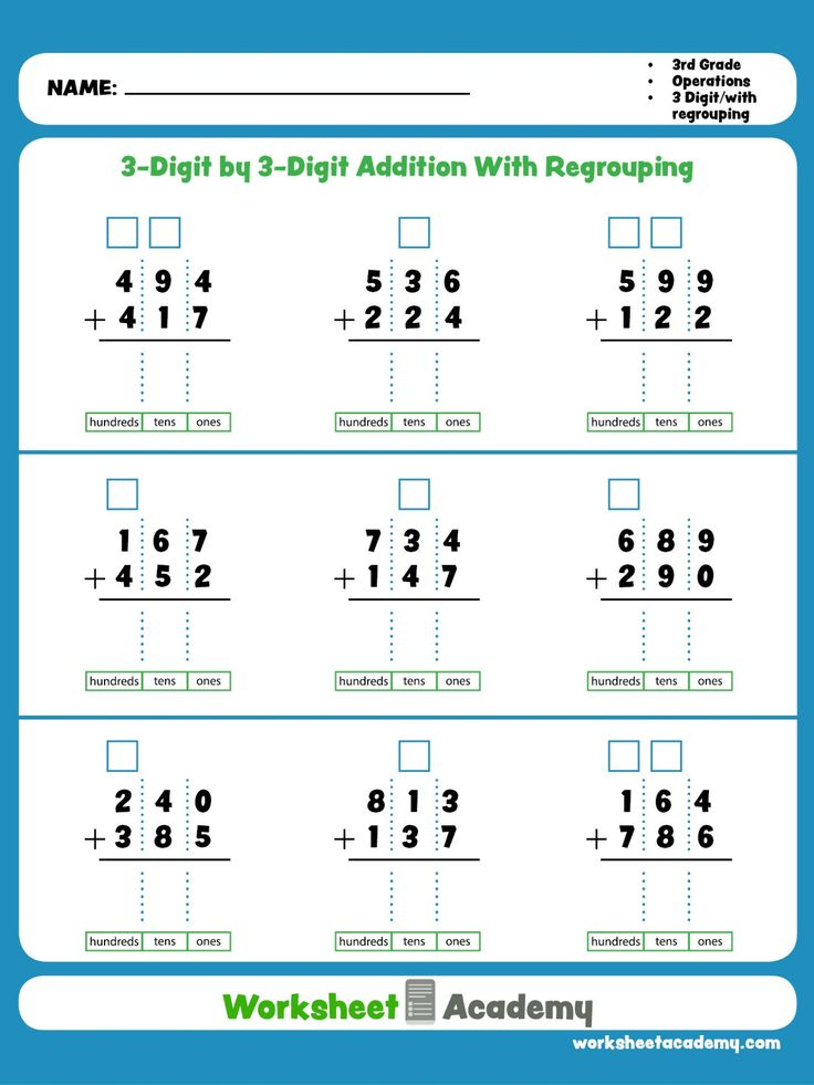 3 digit By 3 Digit Addition With Regrouping Third Grade Math 