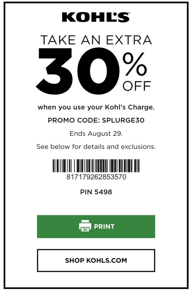 30 Off Entire Purchase Cardholders Kohls Coupons Kohls Printable 