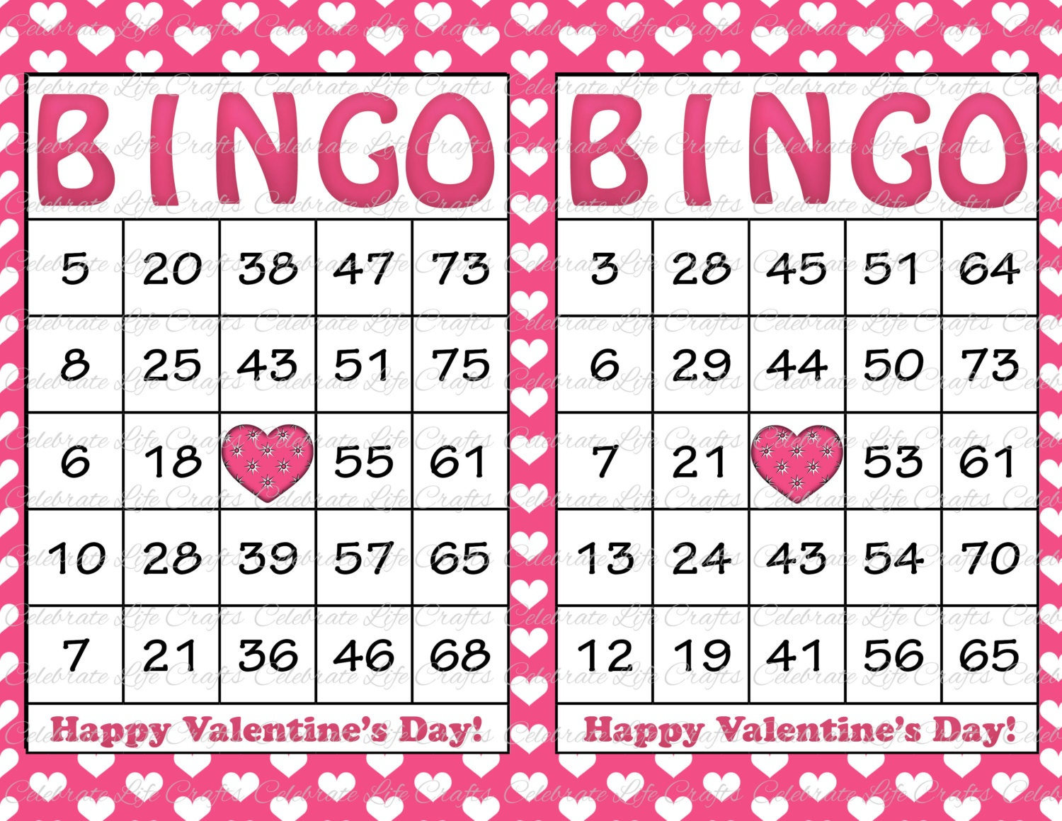 30 Valentines Bingo Cards Printable Valentine Bingo Cards