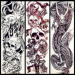 3D Black Dragon Skull Waterproof Temporary Tattoo Stickers Women Body