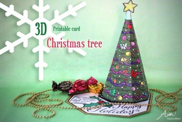 3D Christmas Tree Card Printable Alpha Mom