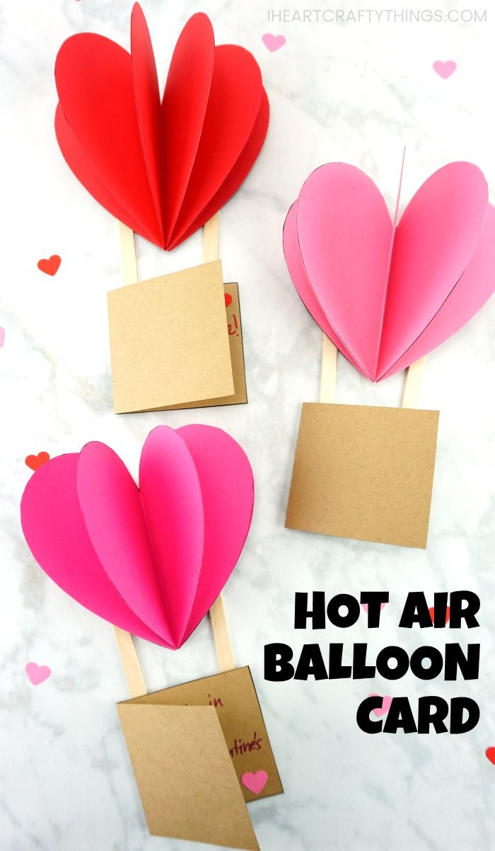 3D Hot Air Balloon Card Valentine s Cards For Kids Valentine Crafts