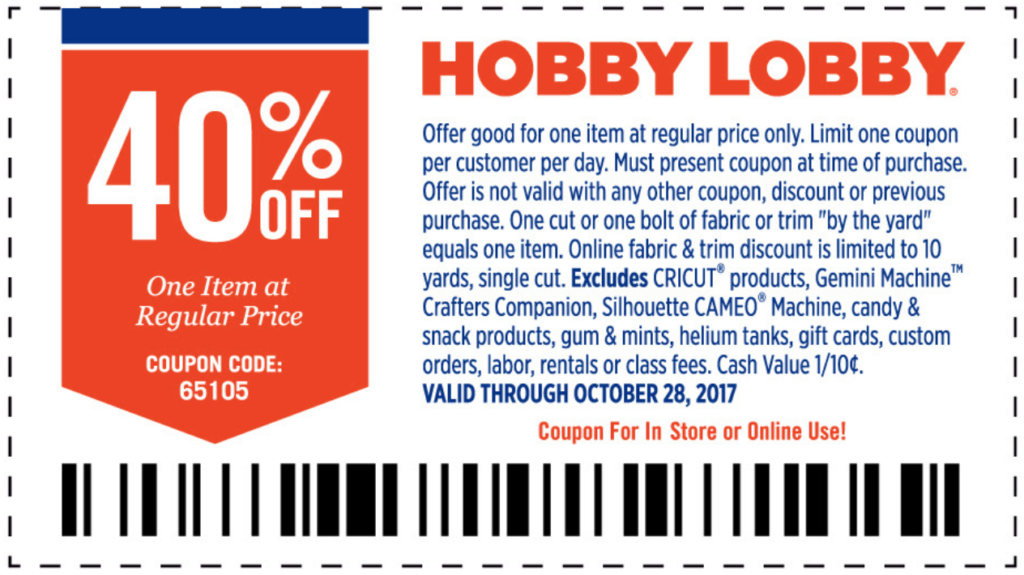 40 Off Hobby Lobby Coupon Code 40 Off Valentines 40 Off Spring 