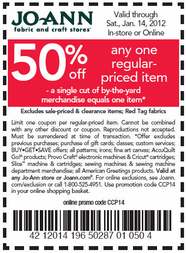 50 Off One Regular Priced Item At JoAnn s Kroger Krazy