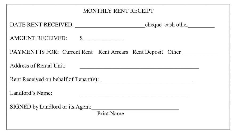 6 Rent Receipt Templates Free Sample Templates