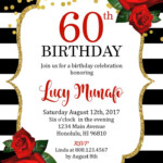 60th Birthday Invitation Women Birthday Invitation Floral Red Roses