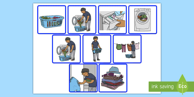 7 Step Sequencing Cards Washing Clothes Washing Clothes Cards