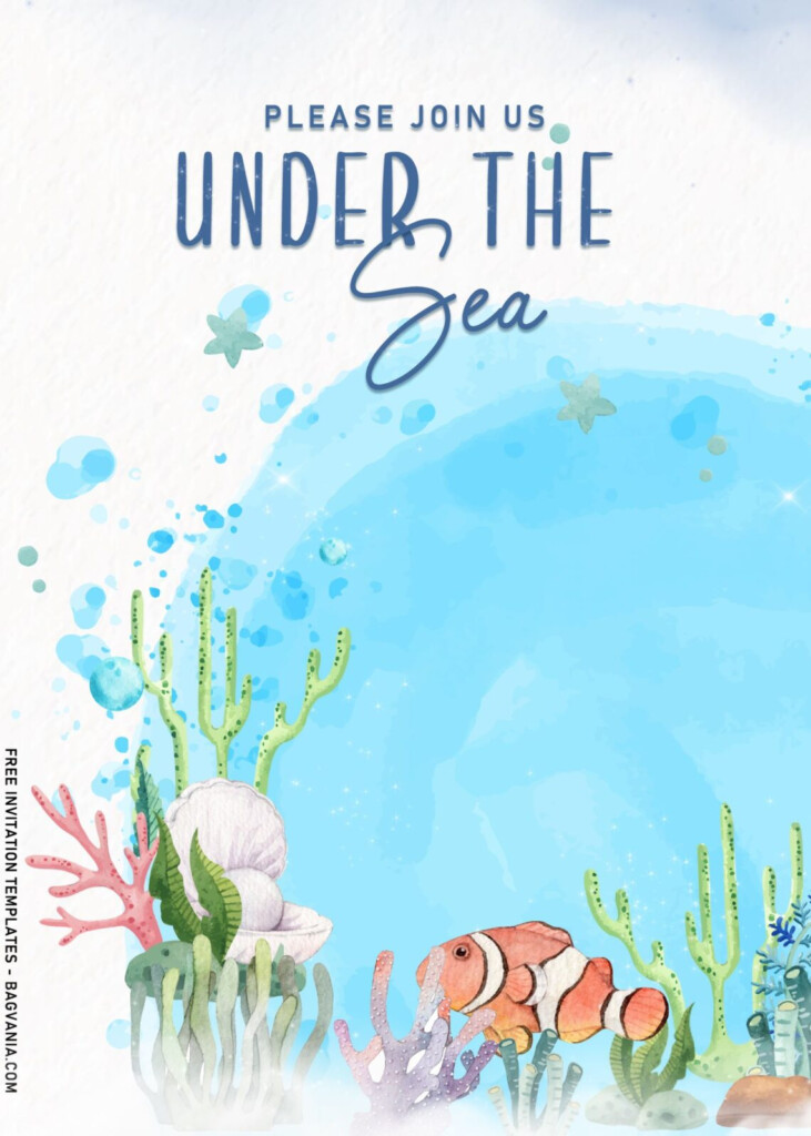 7 Under The Sea Themed Birthday Invitation Templates With Mermaid 