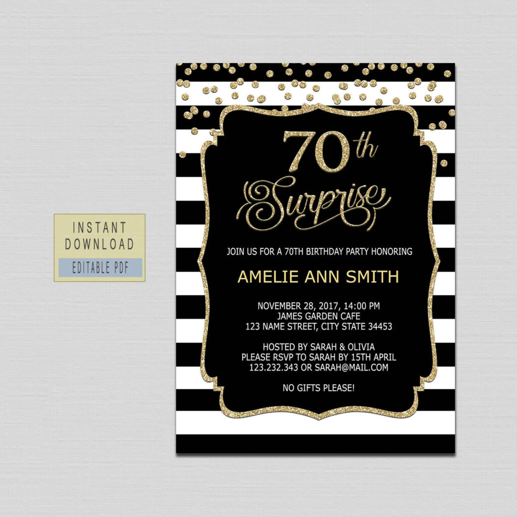 70th Surprise Birthday Invitation Instant Download 70th Etsy