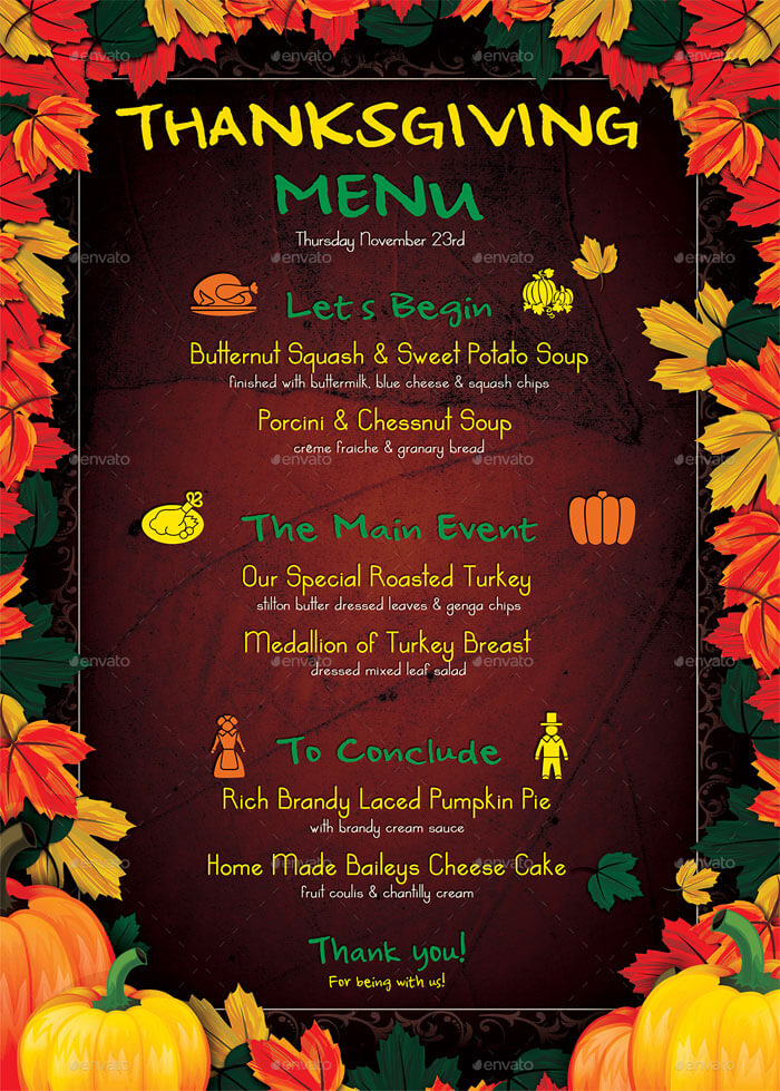 8 Best Selling Thanksgiving Restaurant Menu Templates