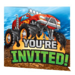 8 Invitaciones Monster Truck FiestasMix