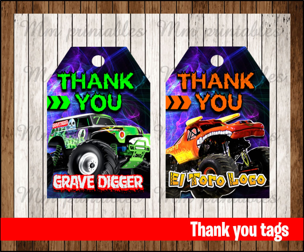 80 OFF SALE Monster Jam Thank You Tags Instant Download Printable